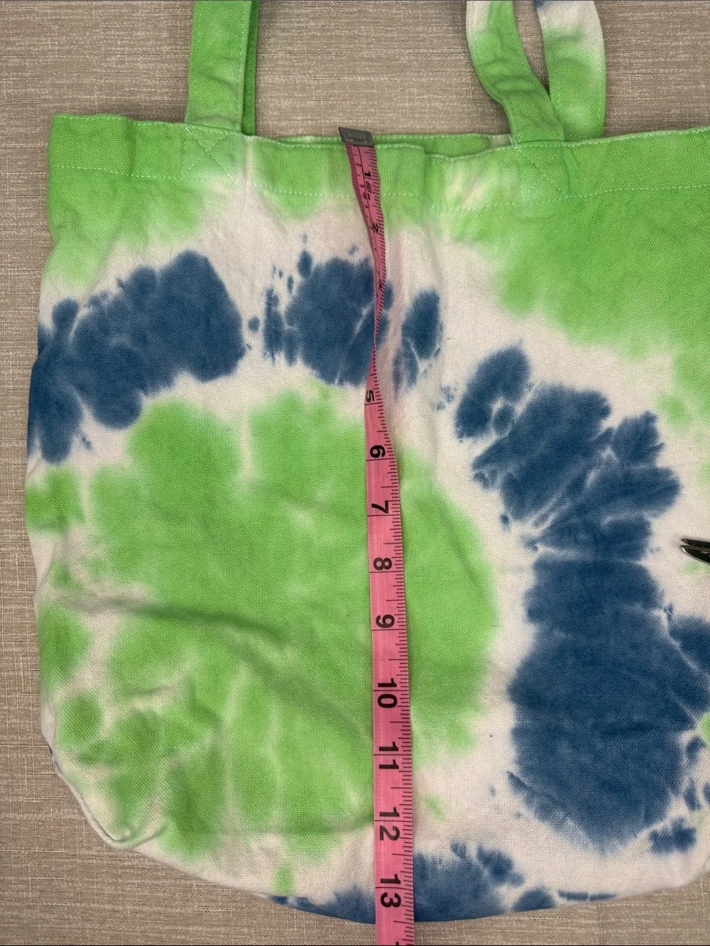 Hand Tie-Dye Canvas Tote Bag in Green & Blue